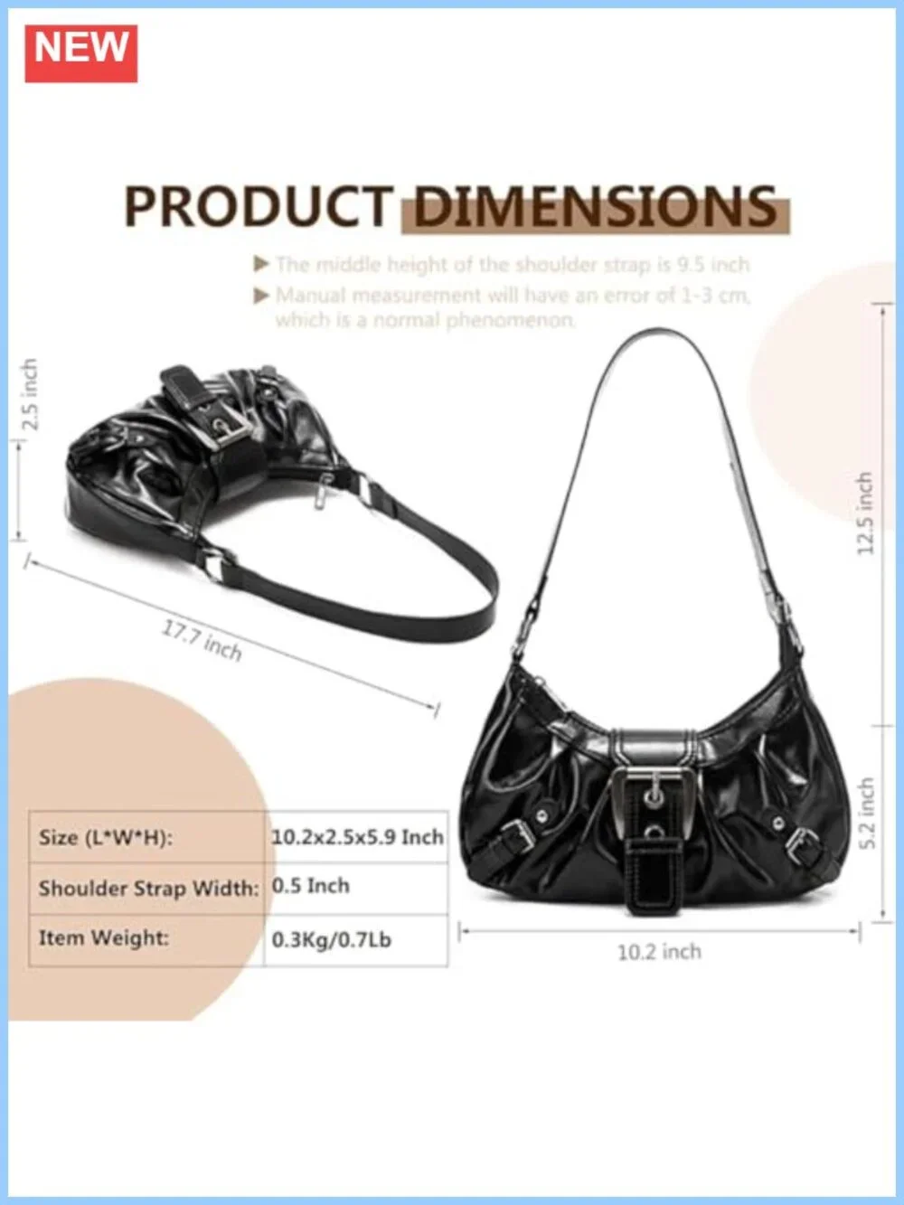 Faux Leather Hobo Shoulder Bag Buckle Punk Clutch Purse